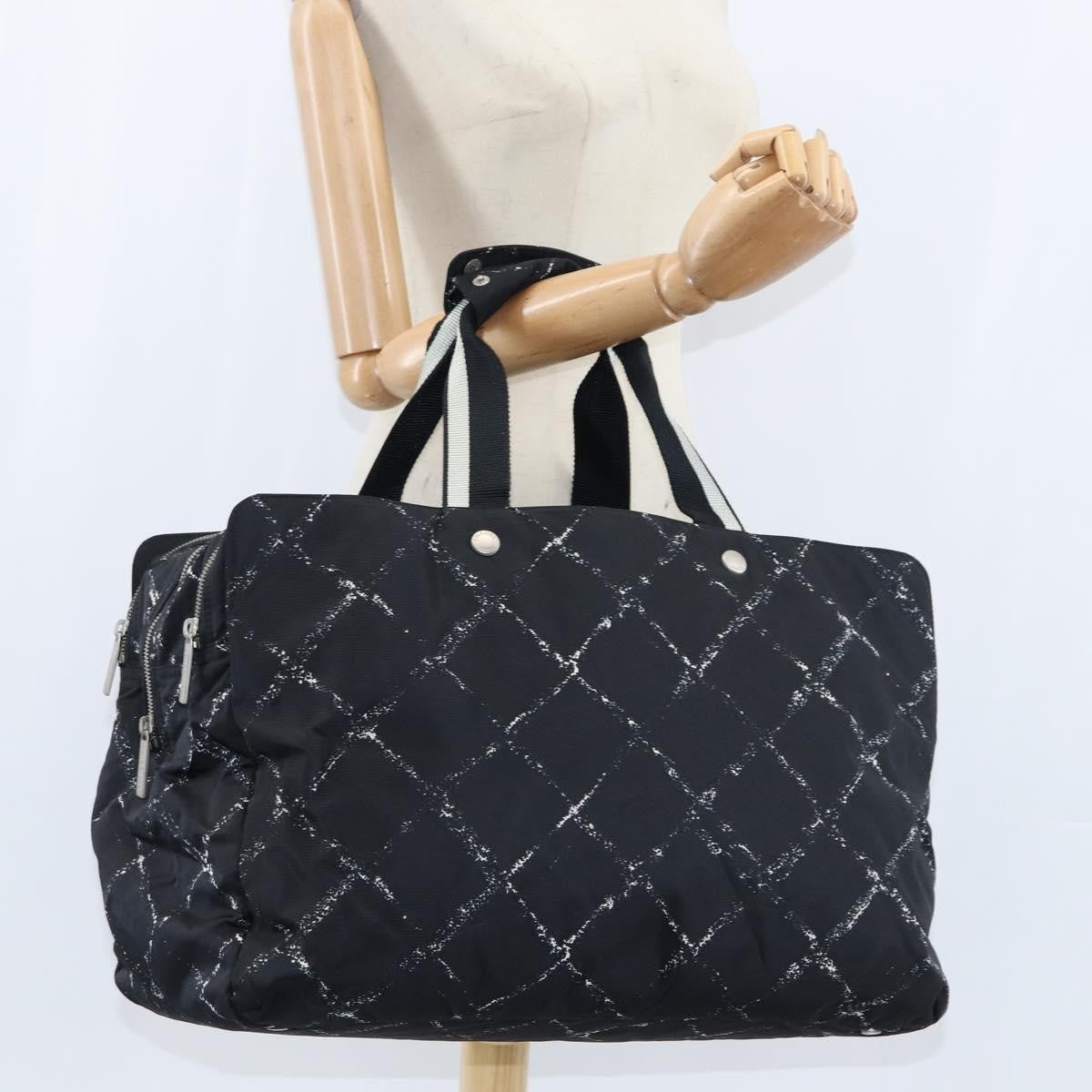 Chanel Travel Line Boston Bag Printed Nylon Black Nylon Travel Bag Bag