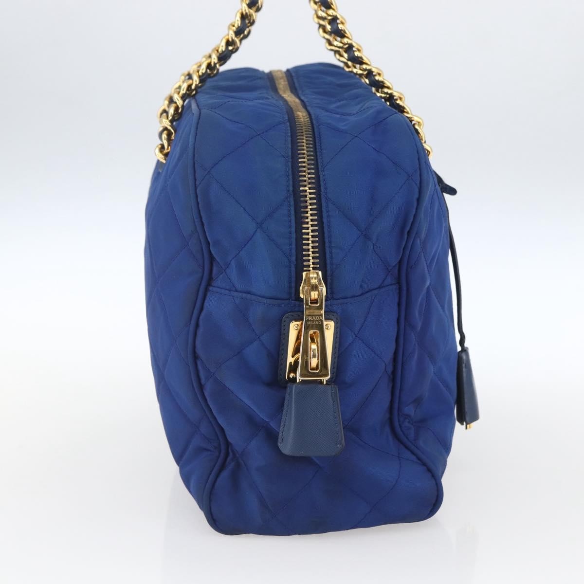 Prada Chain Shoulder Bag Quilted Tessuto Blue Nylon Shoulder Bag Bag