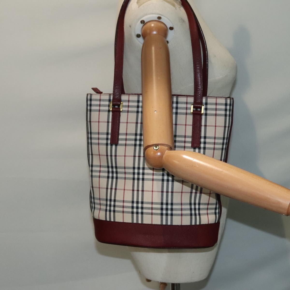 Burberry Nova Check Tote Canvas And Leather Beige Canvas Tote Bag