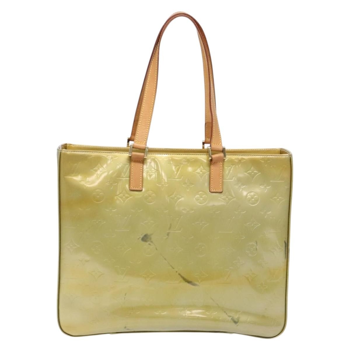 Louis Vuitton Columbus Handbag Monogram Vernis Beige Patent_Leather Tote Bag