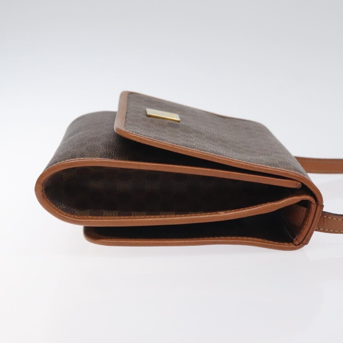 Celine Vintage Macadam Shoulder Bag Canvas And Leather Brown Canvas Shoulder Bag Bag