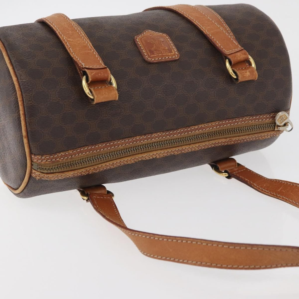 Celine Vintage Macadam Shoulder Bag Canvas And Leather Brown Canvas Shoulder Bag Bag