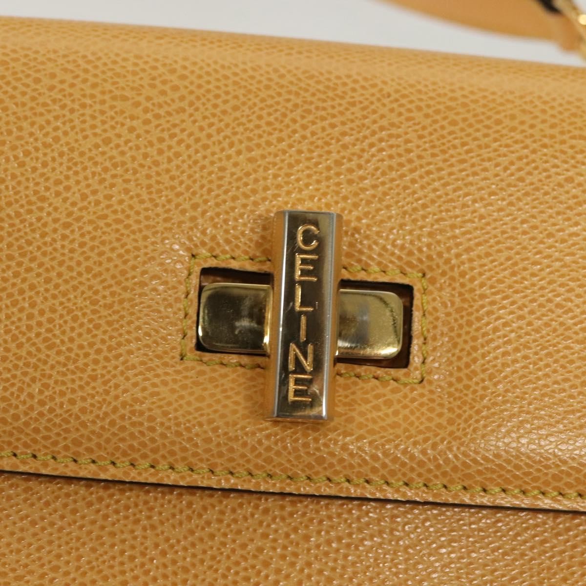 Celine Vintage Convertible Turnlock Top Handle Bag Leather Yellow Leather Bag