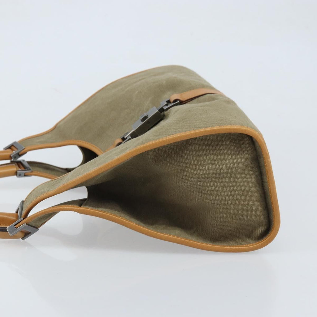 Gucci Vintage Jackie Handbag Canvas Beige Canvas Handbag (Pre-Owned)
