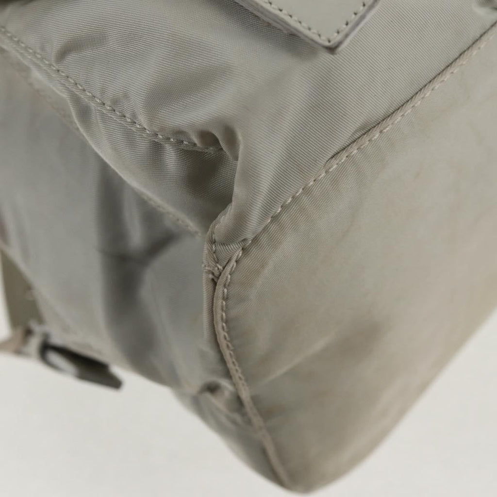 Prada Double Pocket Backpack Chain Shoulder Bag Re-Nylon Gray Nylon Backpack Bag
