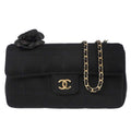 Chanel Chocolate Bar Flap Bag Quilted Satin Black Satin Shoulder Bag Bag