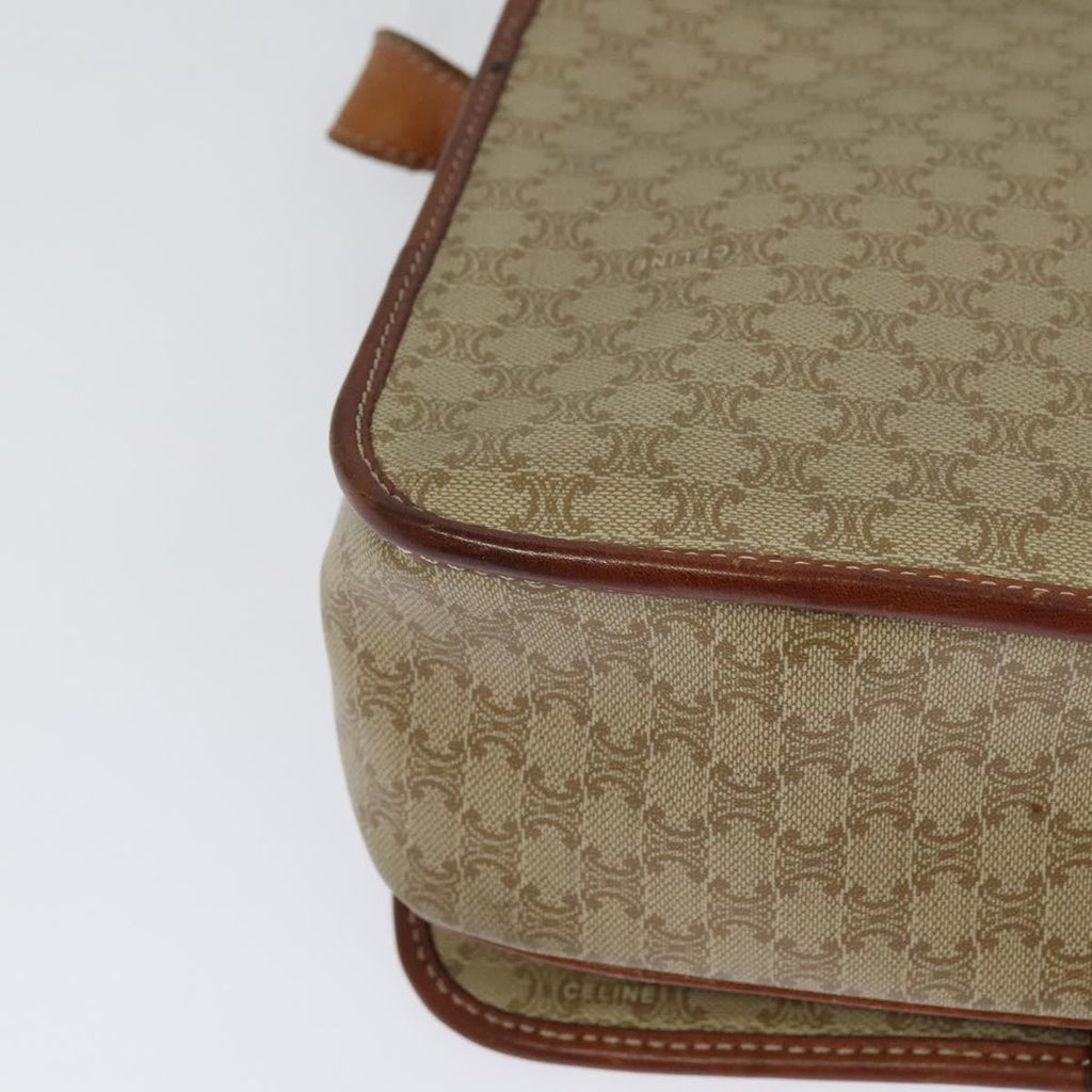 Celine Vintage Macadam Shoulder Bag Canvas And Leather Beige Canvas Shoulder Bag Bag