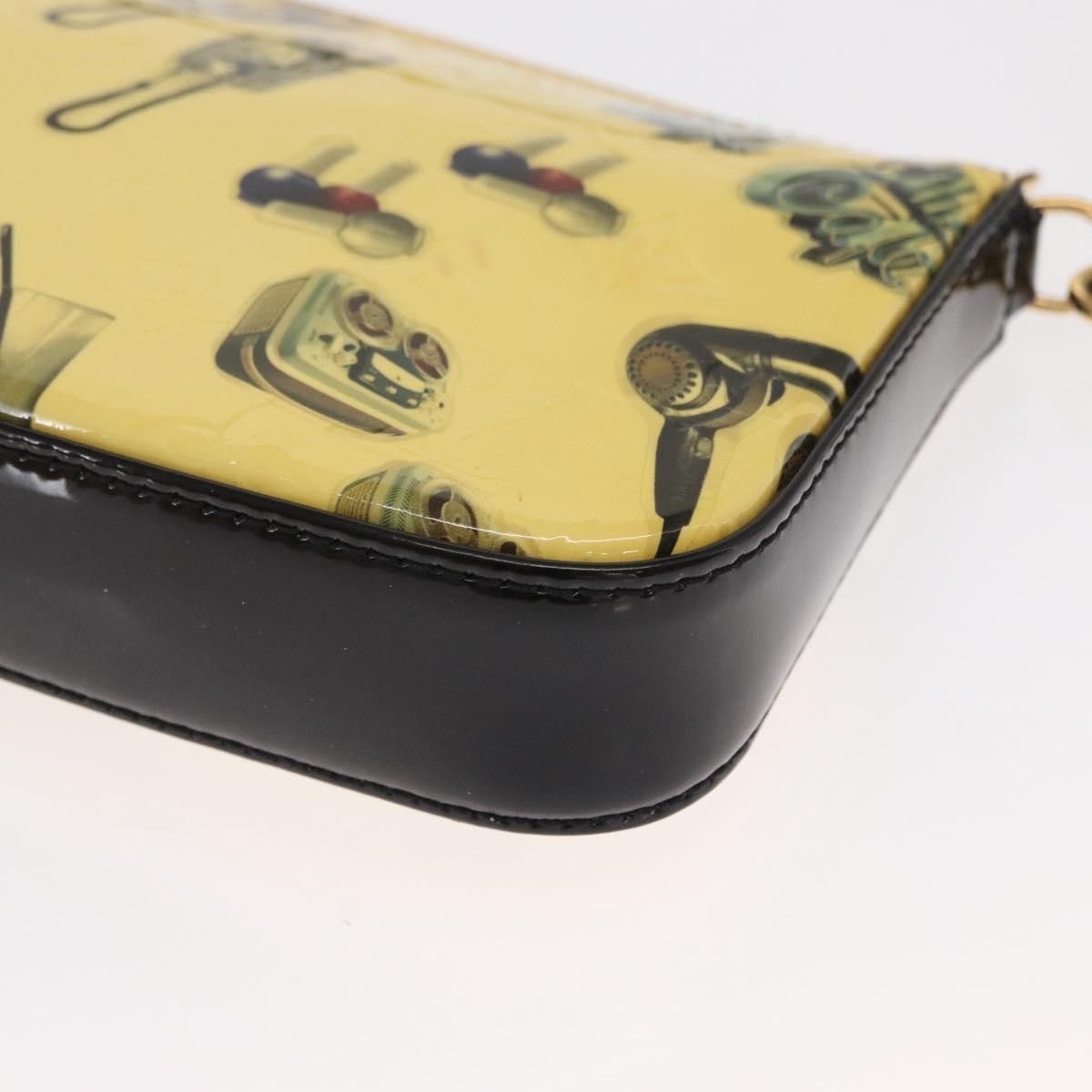 Louis Vuitton Pochette Accessoires Nm Limited Edition Stickers Monogram Vernis Yellow Patent_Leather Clutche & Pouche Bag