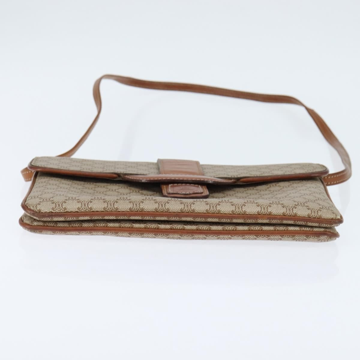 Celine Vintage Macadam Shoulder Bag Canvas And Leather Beige Canvas Shoulder Bag Bag
