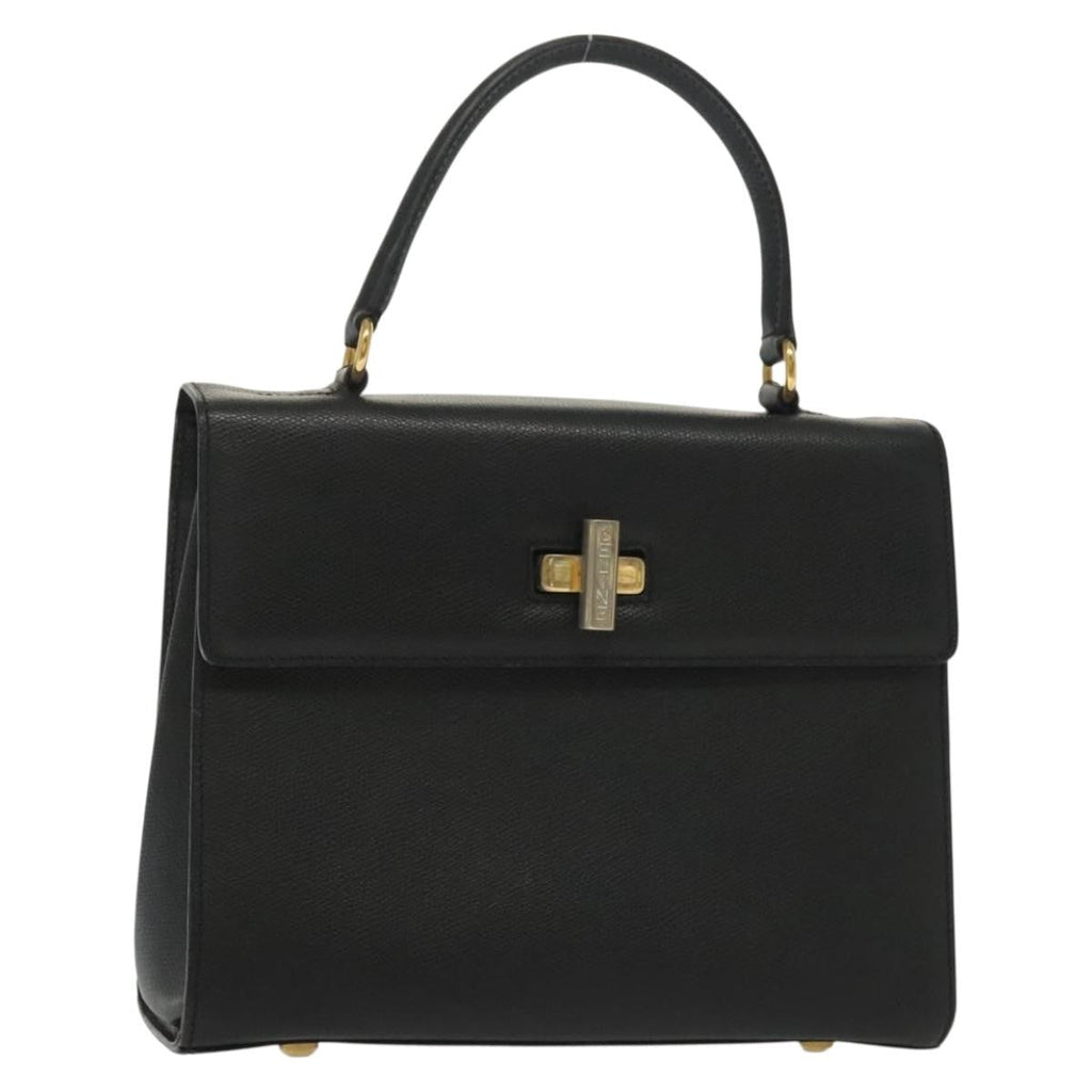 Celine Vintage Convertible Turnlock Top Handle Bag Leather Black Leather Bag