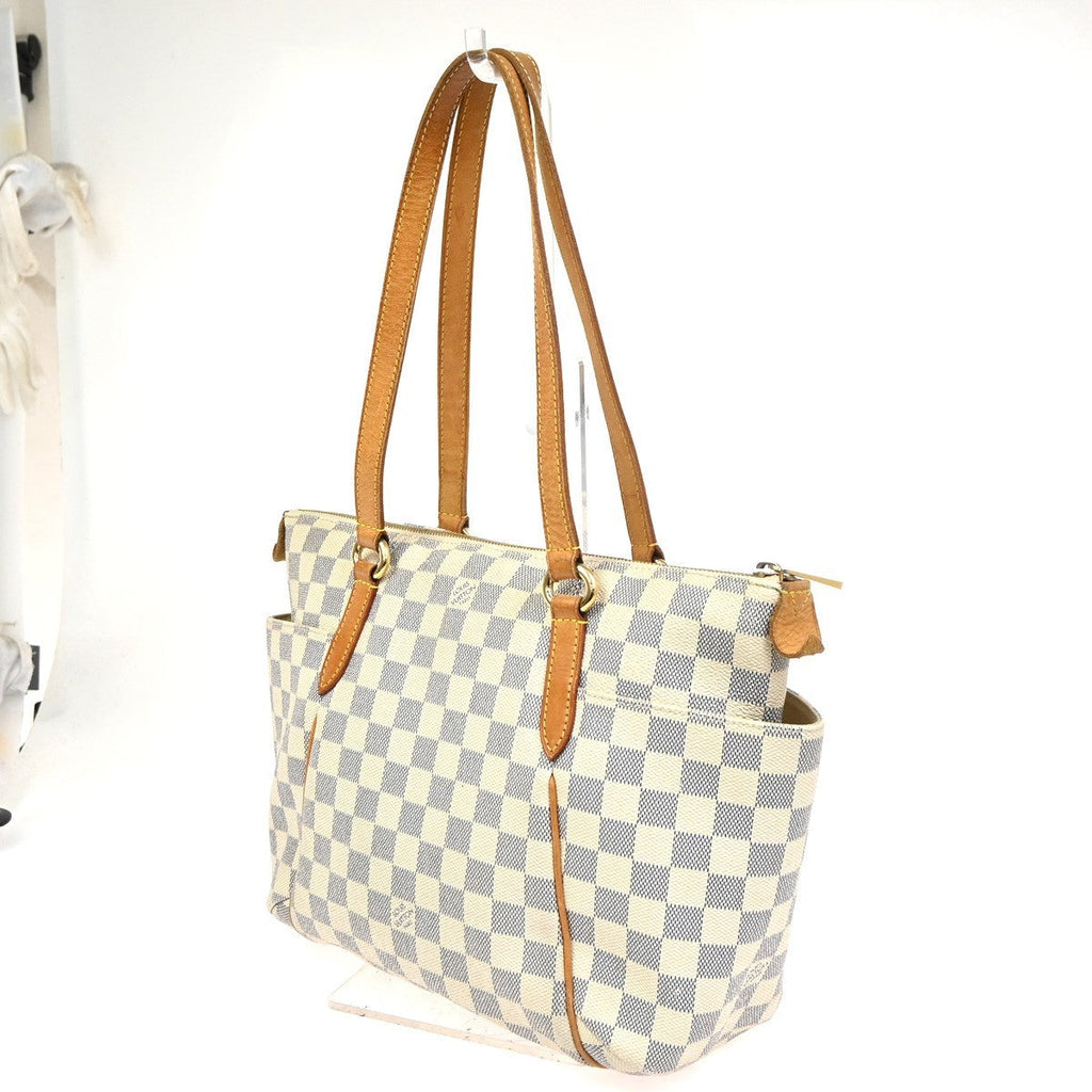 Louis Vuitton Totally Handbag Damier Azur White Canvas Shoulder Bag