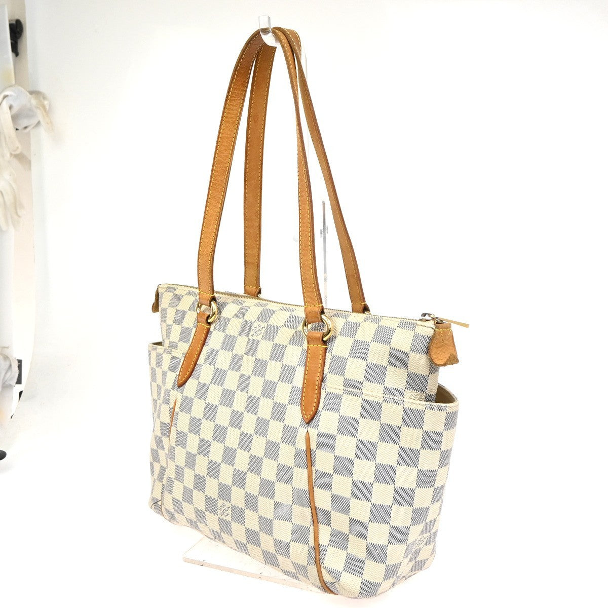 Louis Vuitton Totally Handbag Damier Azur White Canvas Shoulder Bag