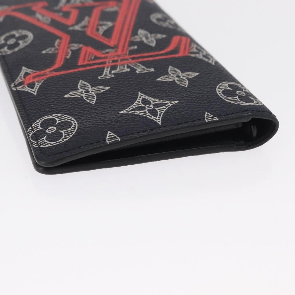 Louis Vuitton Brazza Long Bifold Wallet Monogram Comics Navy Canvas Wallets Accessory
