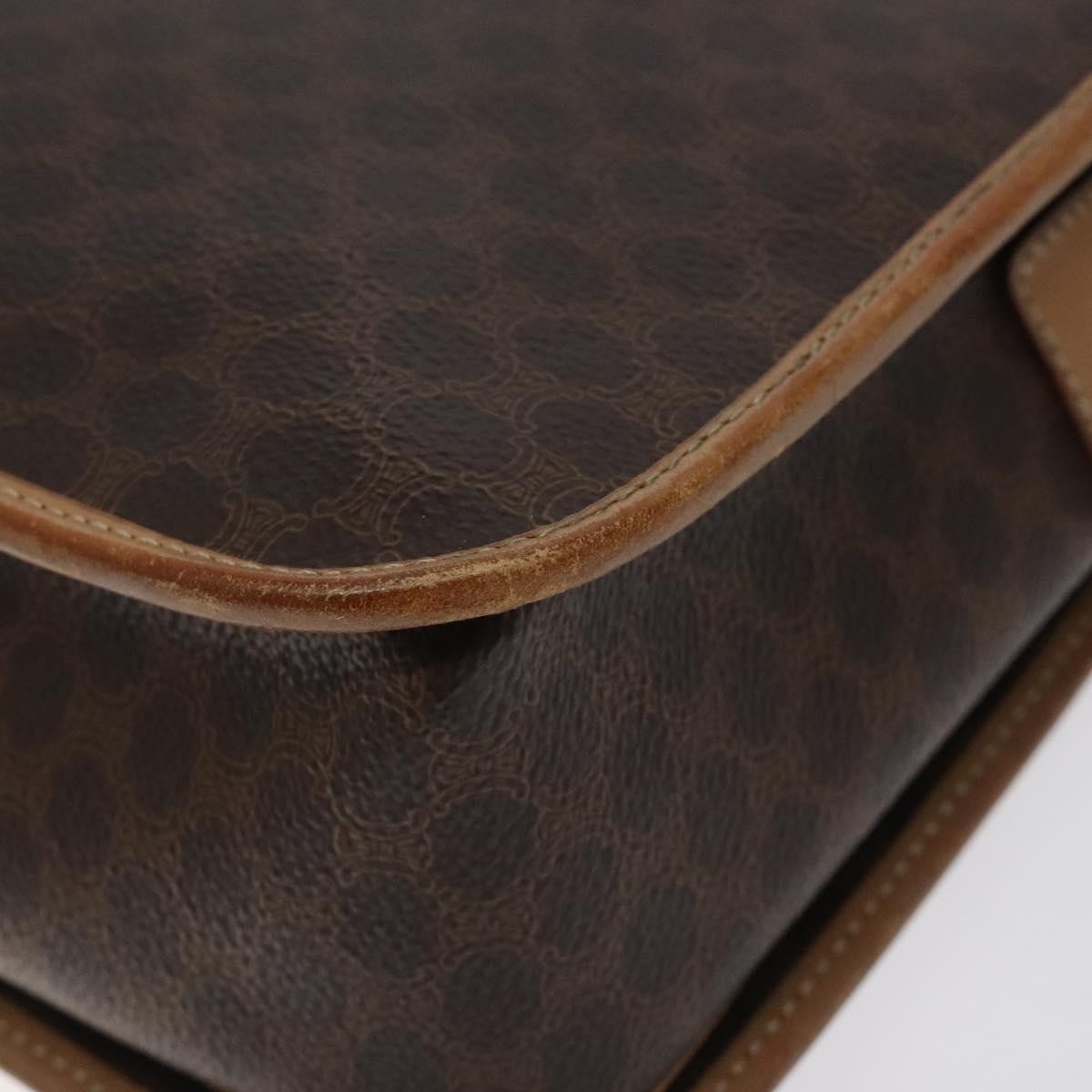 Celine Vintage Macadam Shoulder Bag Canvas And Leather Brown Canvas Shoulder Bag Bag
