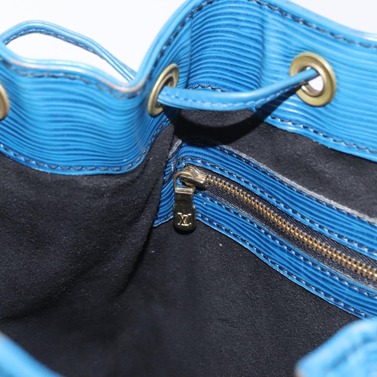 Louis Vuitton Petit Noe Handbag Epi Leather Blue Leather Shoulder Bag