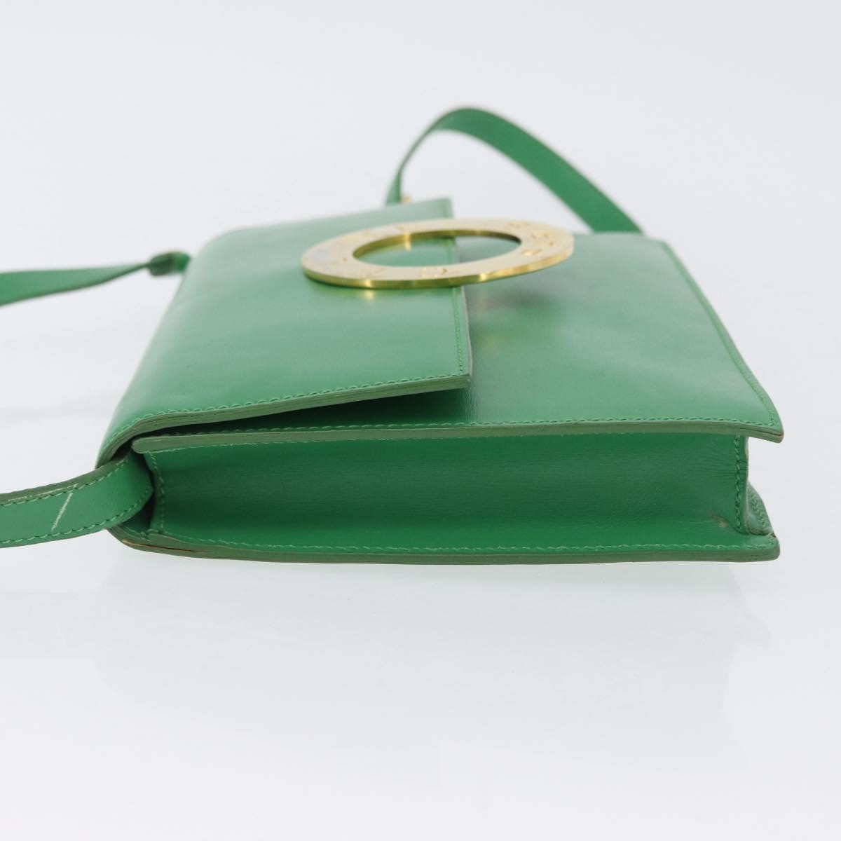 Celine Circle Logo Shoulder Bag Leather Green Leather Shoulder Bag Bag