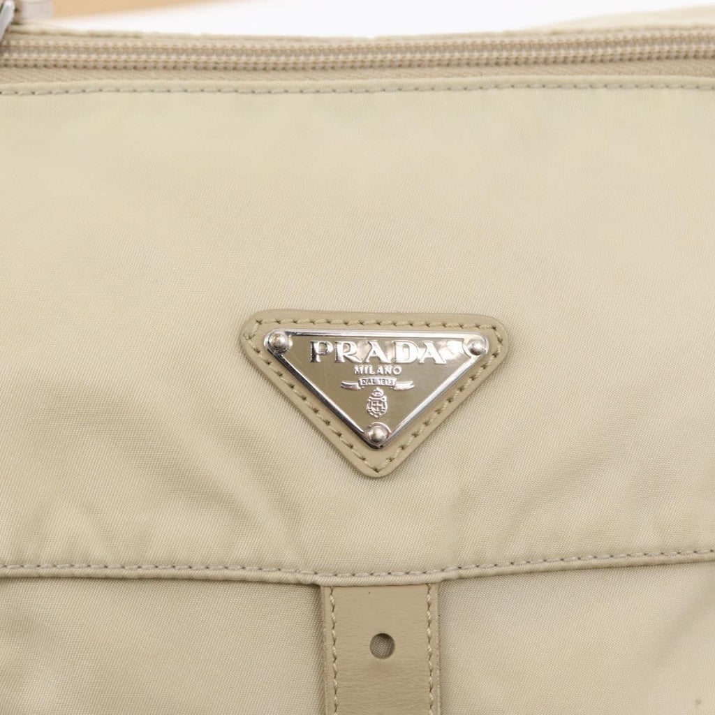 Prada Buckle Messenger Bag Tessuto Beige Nylon Shoulder Bag Bag