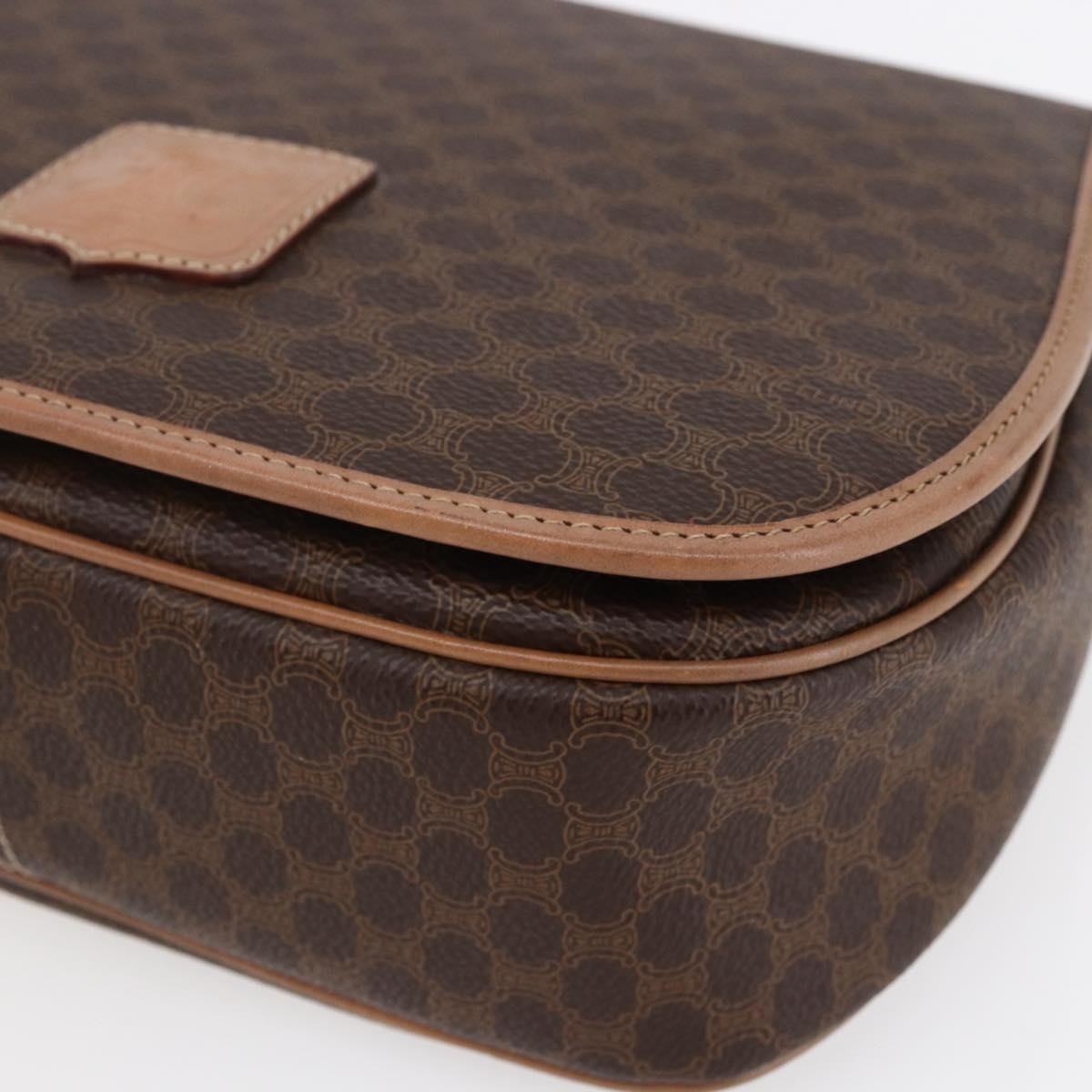 Celine Macadam Shoulder Bag Pvc Leather Brown Canvas Shoulder Bag Bag