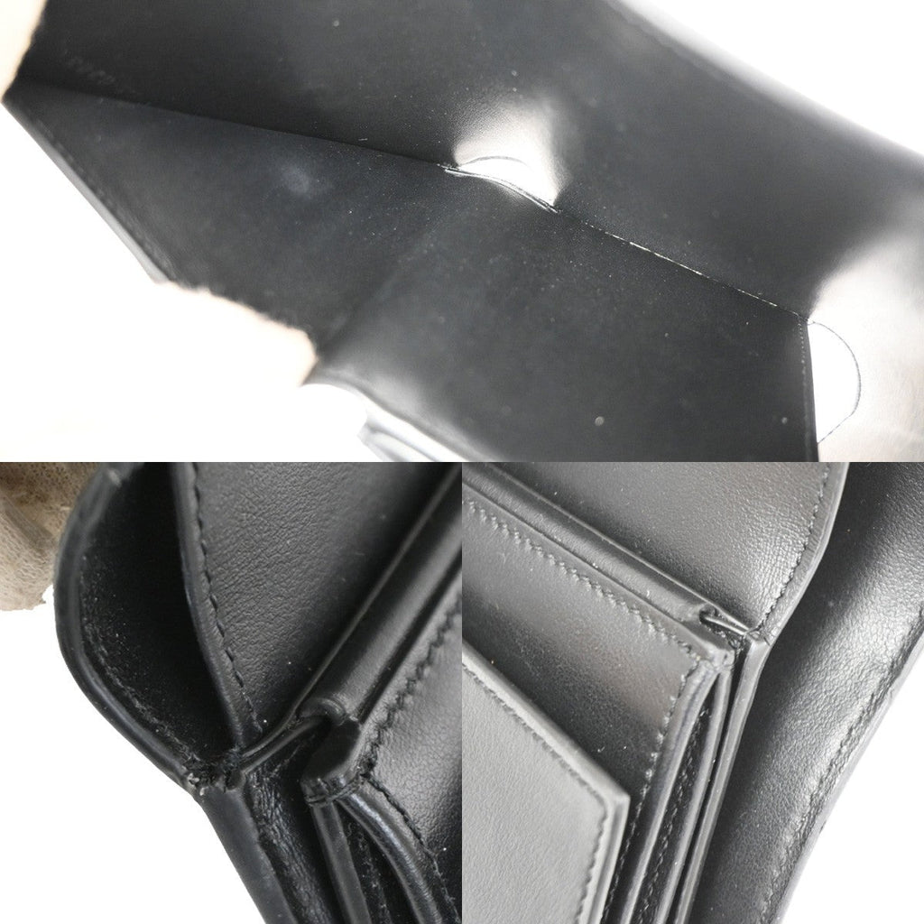 Celine Triomphe Trifold Wallet Leather Black Leather Wallets Accessory