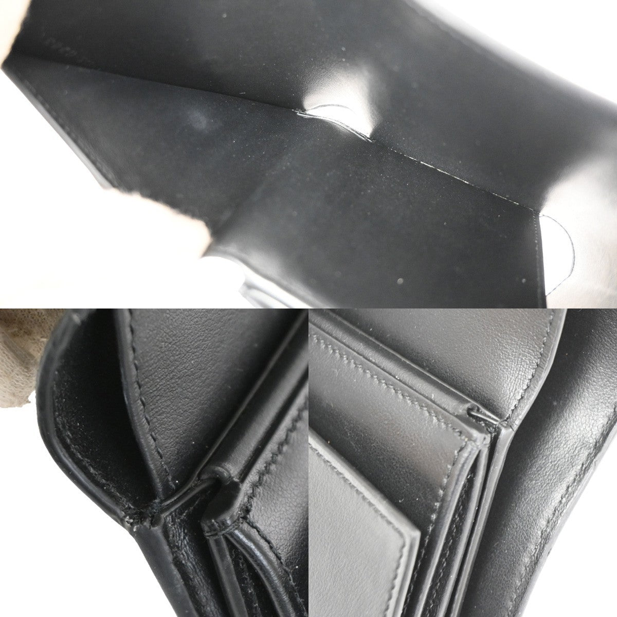 Celine Triomphe Trifold Wallet Leather Black Leather Wallets Accessory