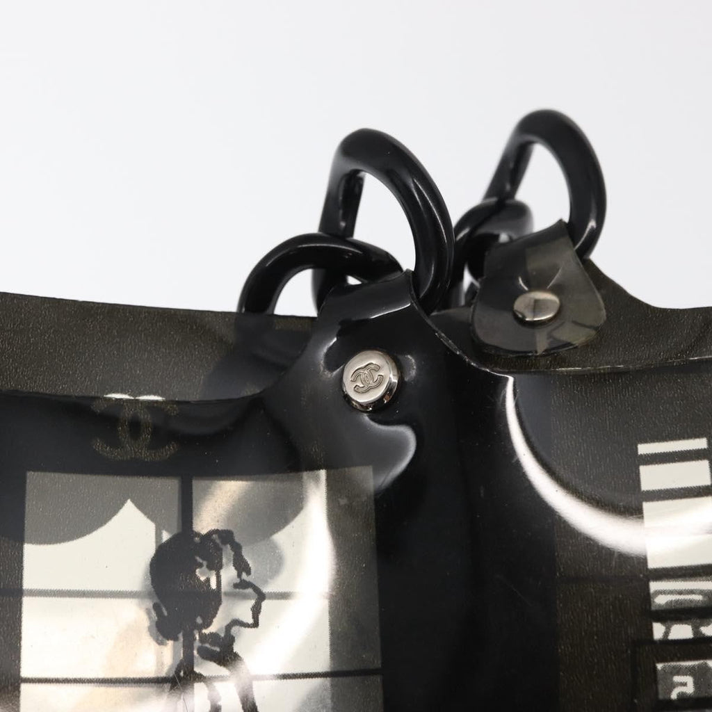 Chanel Coco Window Tote Printed Vinyl Black Plastic Tote Bag Bag