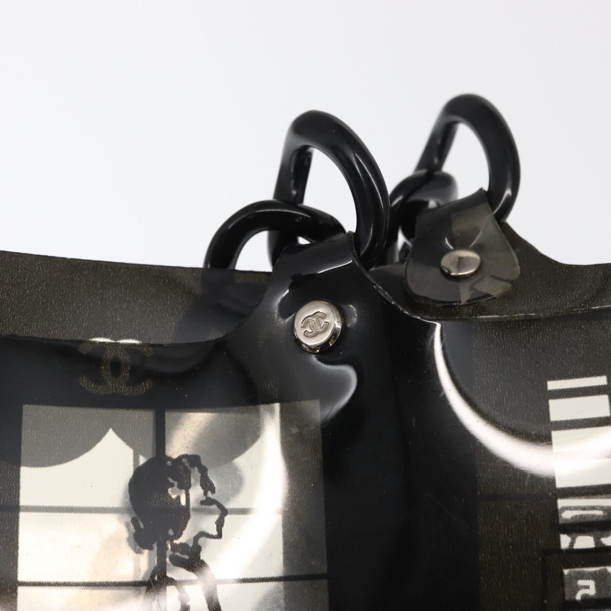 Chanel Coco Window Tote Printed Vinyl Black Plastic Tote Bag Bag