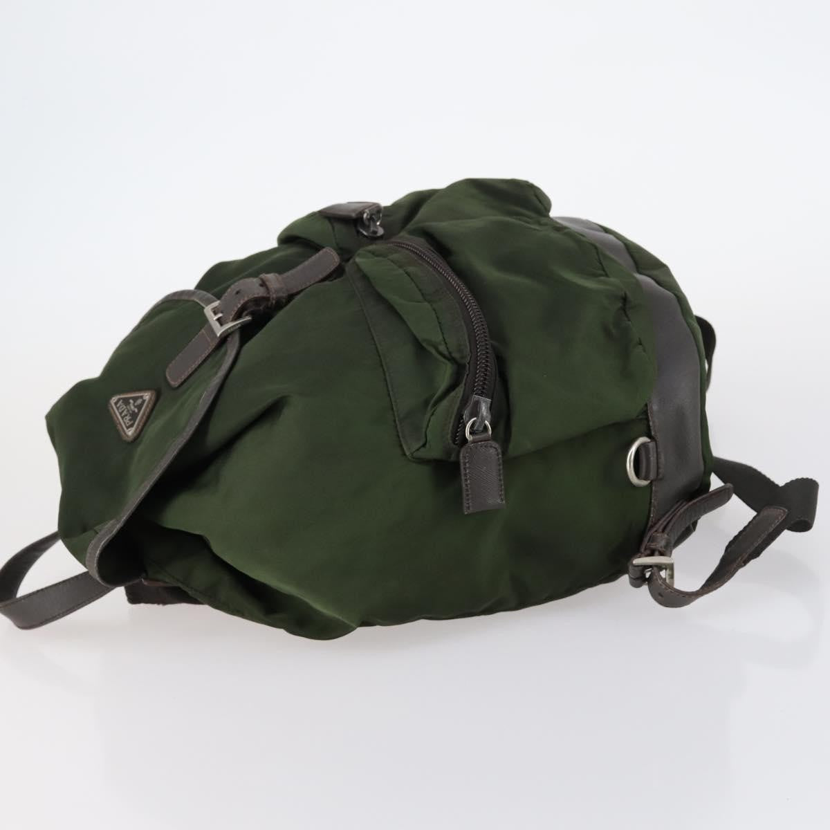 Prada Double Front Pocket Backpack Tessuto Khaki Nylon Backpack Bag