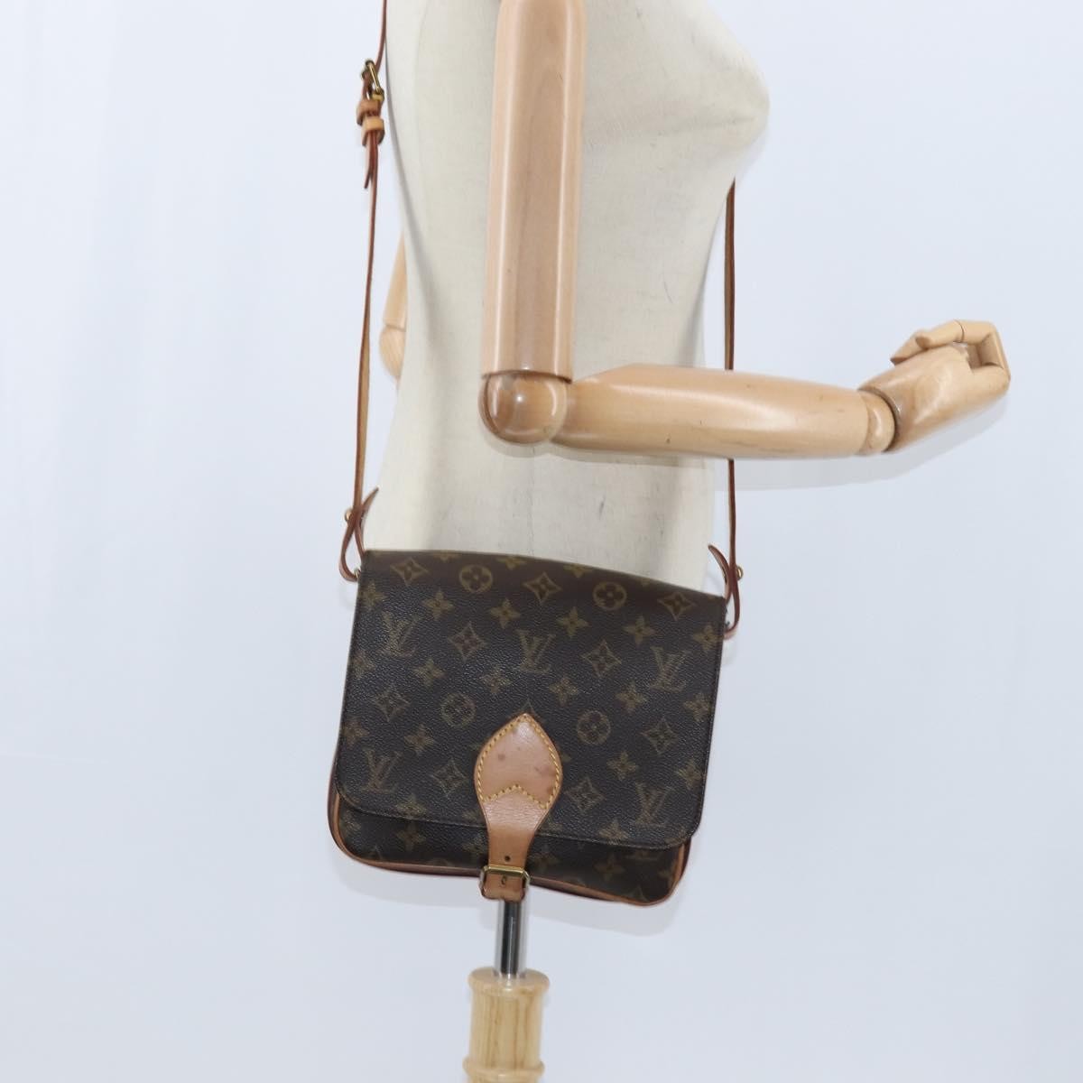 Louis Vuitton Cartouchiere Handbag Monogram Canvas Brown Canvas Shoulder Bag