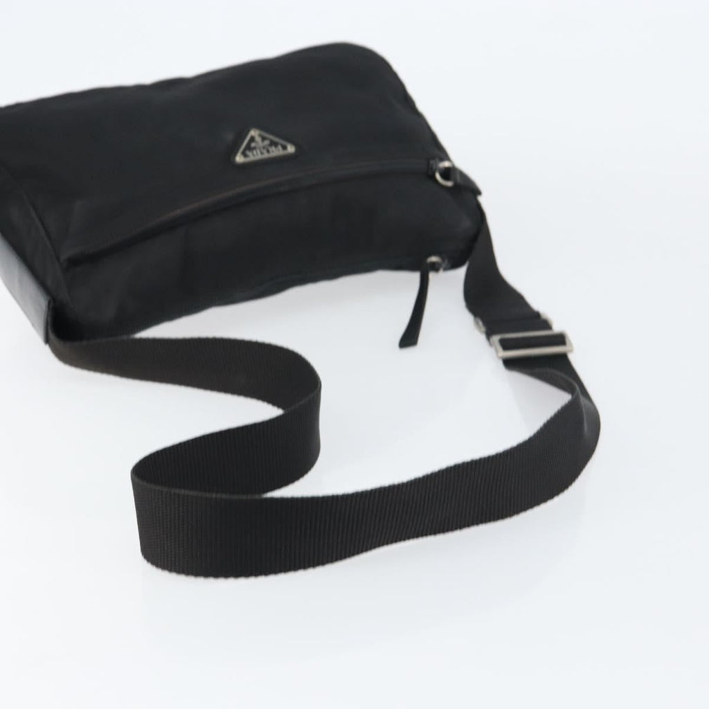 Prada Front Zip Messenger Bag Tessuto Black Nylon Shoulder Bag Bag