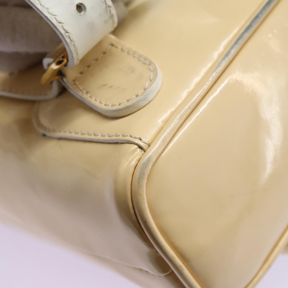 Gucci Vintage Bamboo Backpack Patent Beige Patent_Leather Backpack Bag (Pre-Owned)