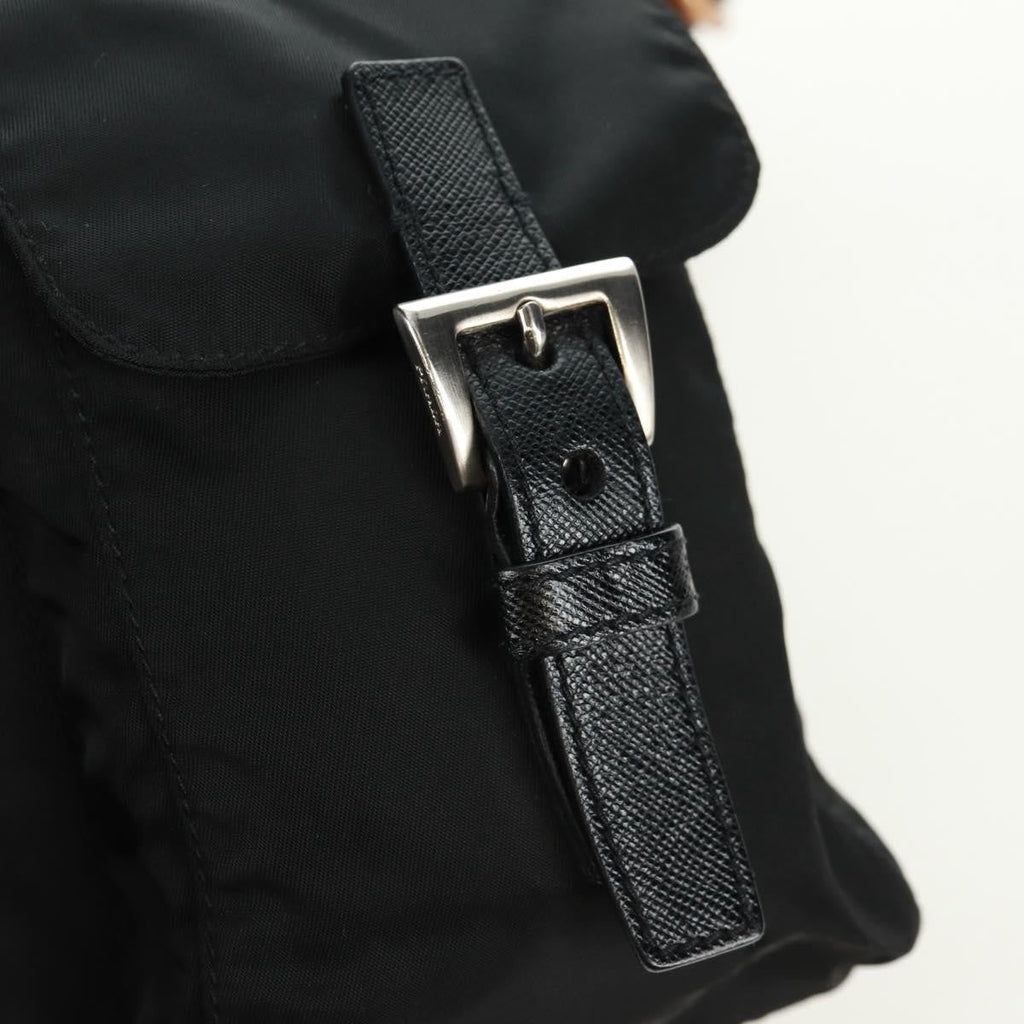 Prada Double Pocket Drawstring Shoulder Bag Tessuto Black Nylon Shoulder Bag Bag