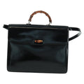 Gucci Vintage Bamboo Handle Bag Patent Leather Black Patent_Leather Handbag (Pre-Owned)