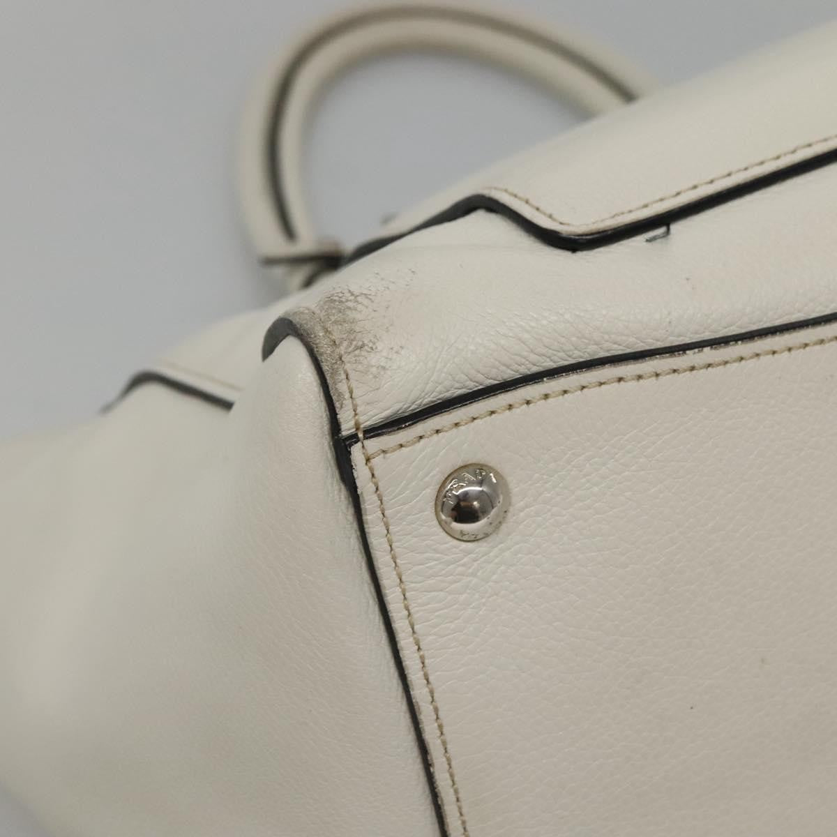 Prada Front Pocket Wing Convertible Tote Vitello Daino White Leather Tote Bag Bag