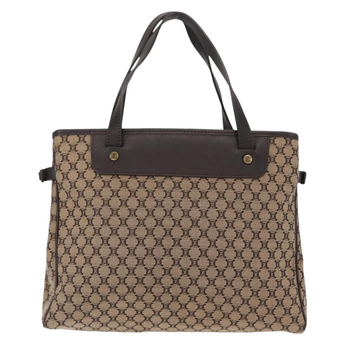 Celine Vintage Macadam Handbag Canvas Beige Canvas Handbag