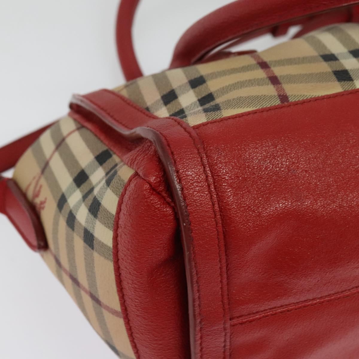 Burberry Pilgrim Satchel Haymarket Coated Canvas Beige Canvas Handbag