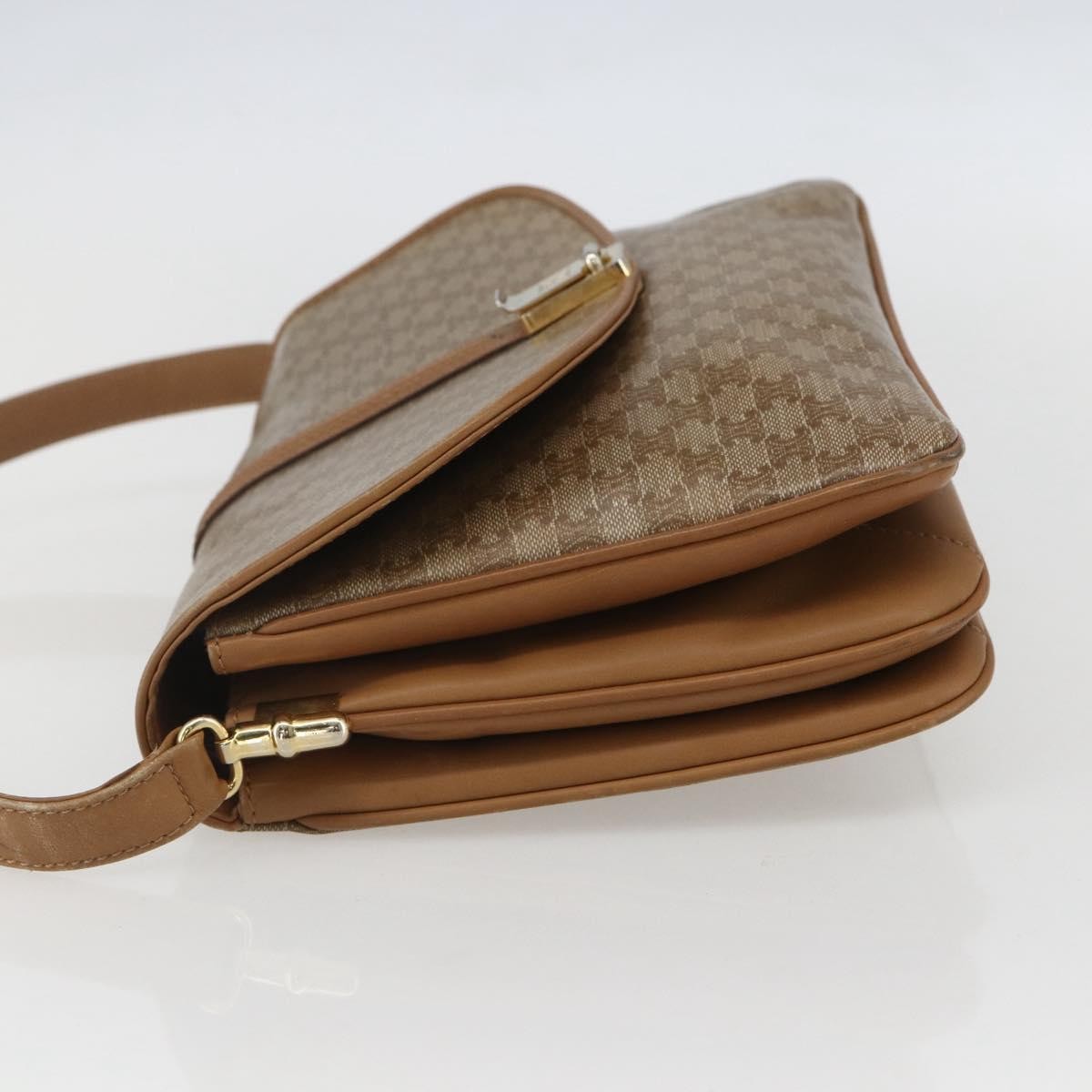 Celine Vintage Macadam Shoulder Bag Canvas And Leather Beige Canvas Shoulder Bag Bag