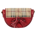 Burberry Maydown Crossbody Bag Haymarket Coated Canvas And Leather Beige Canvas Shoulder Bag