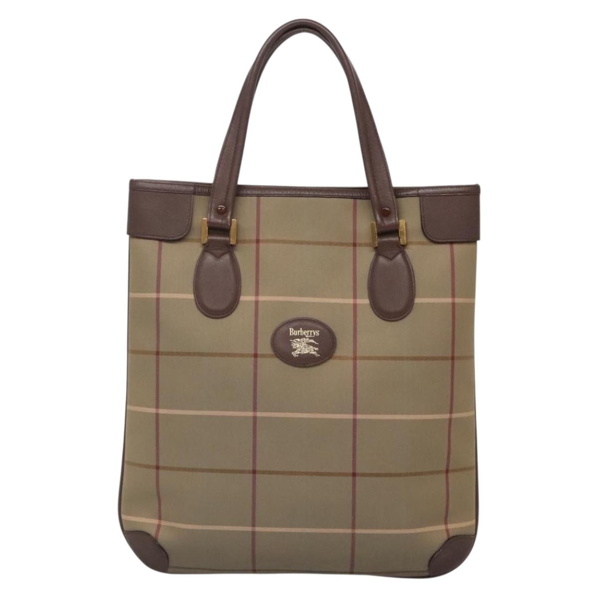 Burberry Nova Check Tote Canvas And Leather Beige Canvas Tote Bag
