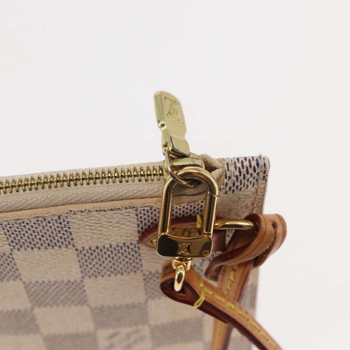 Louis Vuitton Neverfull Pochette Damier White Canvas Clutche & Pouche Bag