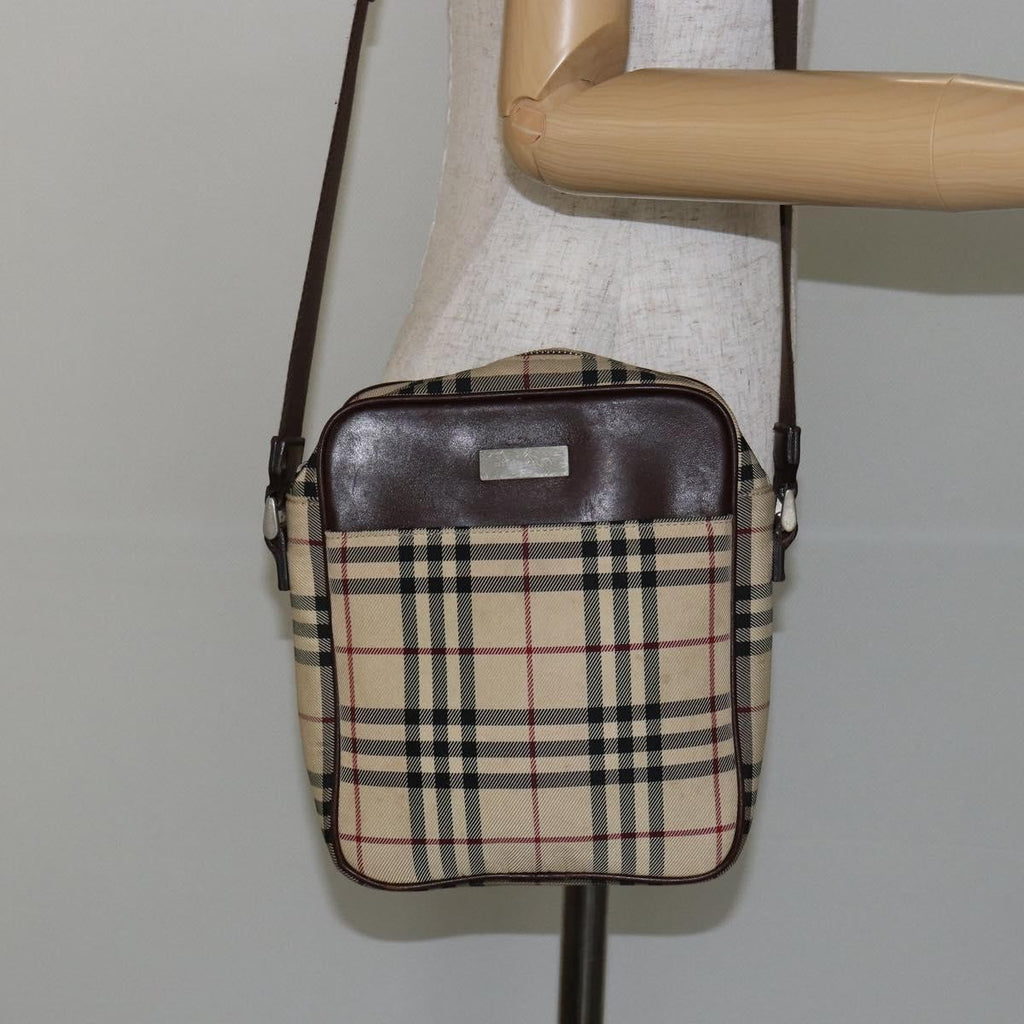 Burberry Zip Messenger Bag Nova Check Canvas And Leather Beige Canvas Shoulder Bag