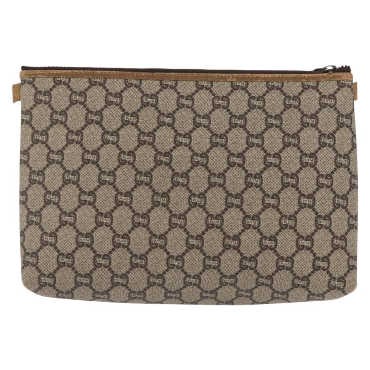 Gucci Gg Plus Supreme Pouch Canvas Beige Canvas Clutche & Pouche Bag (Pre-Owned)