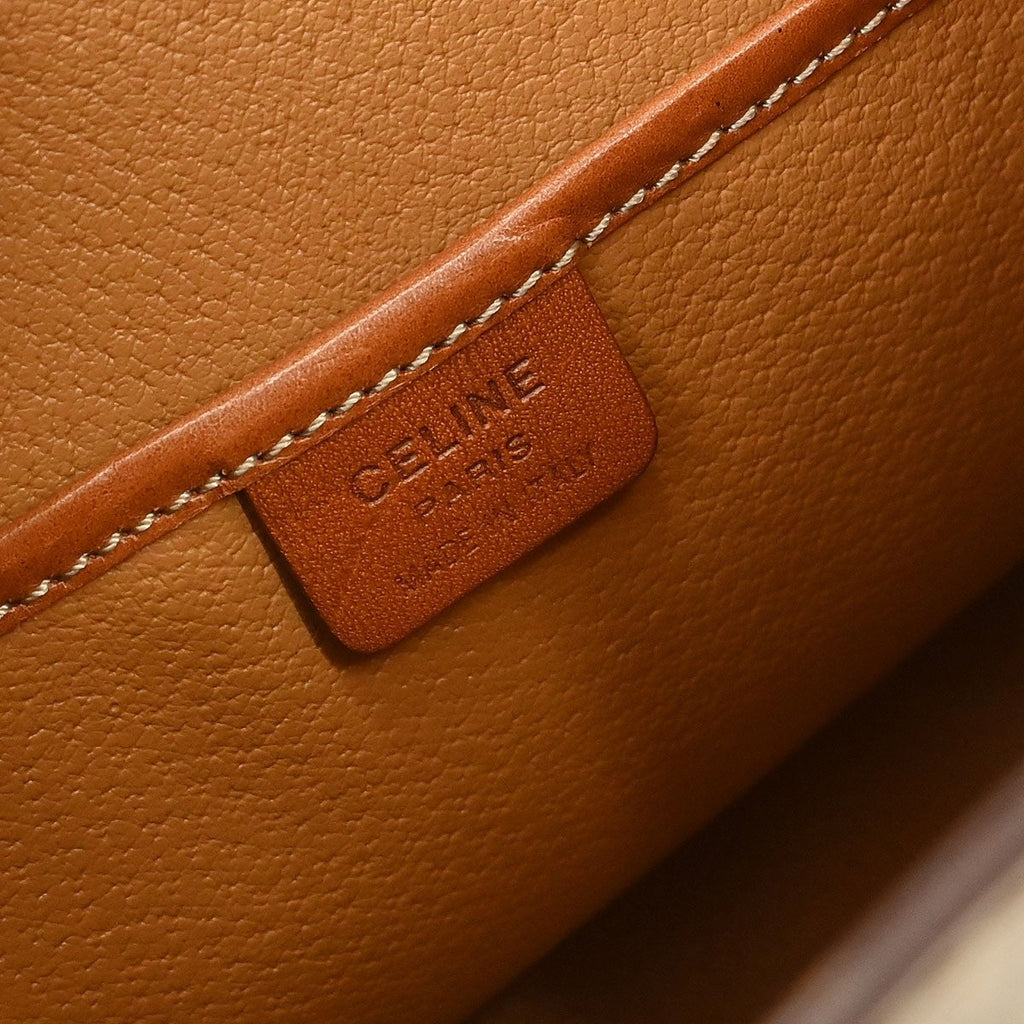 Celine Vintage Macadam Backpack Canvas And Leather Beige Canvas Backpack Bag