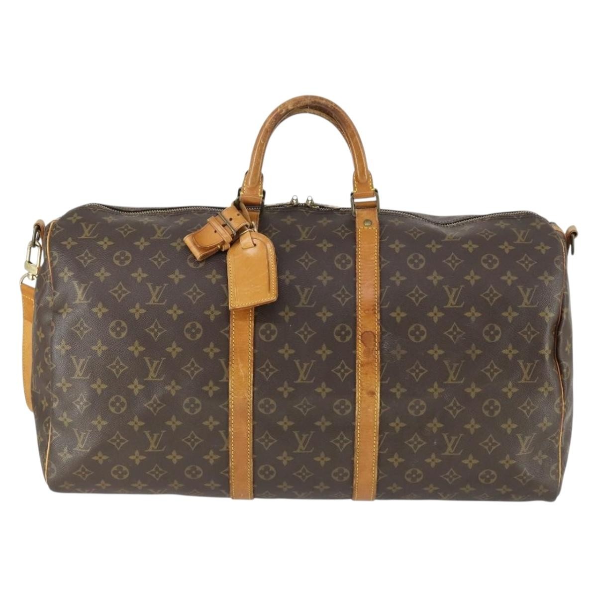 Louis Vuitton Keepall Bandouliere Bag Monogram Canvas Brown Canvas Travel Bag