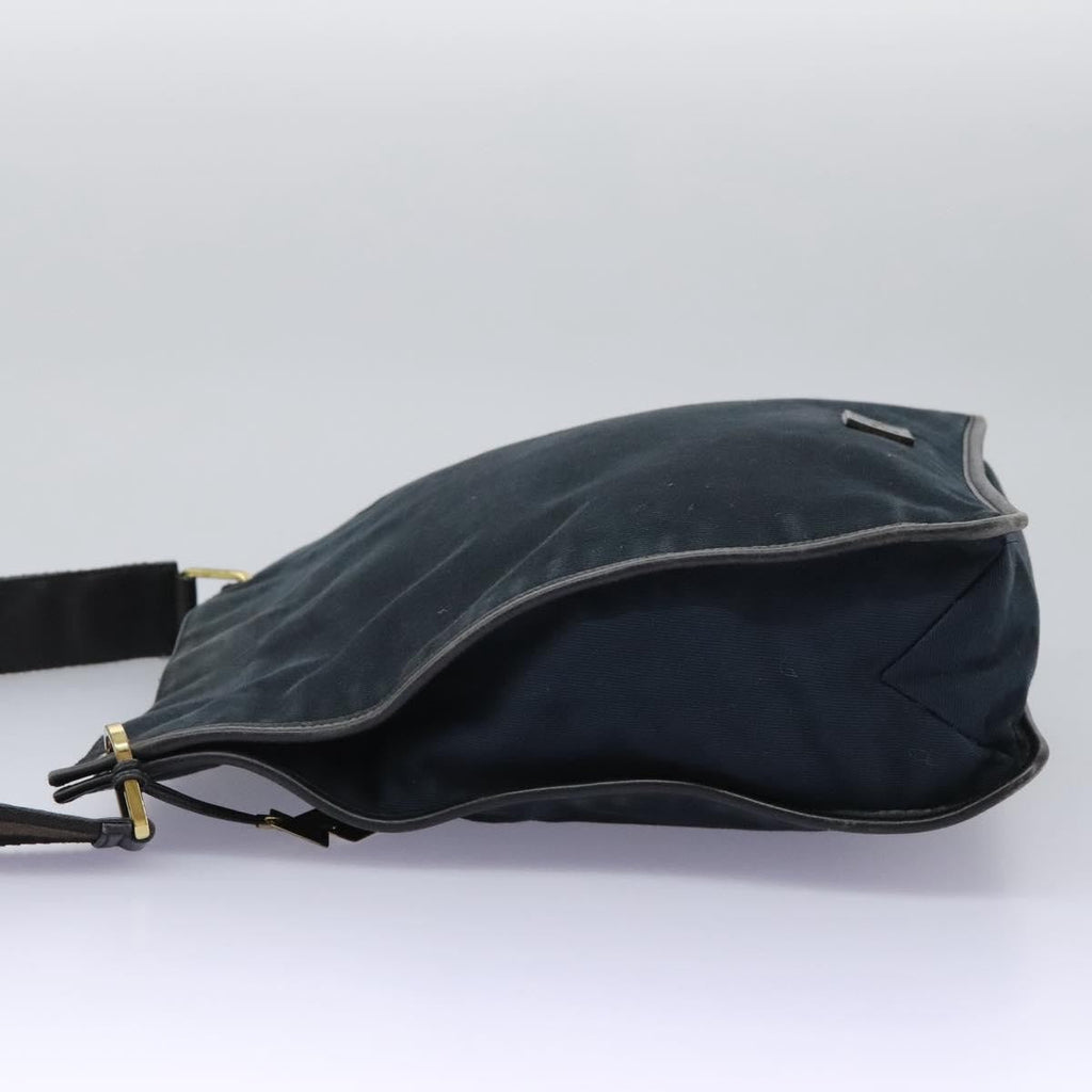 Gucci Sherry Line Shoulder Bag Canvas Black Canvas Shoulder Bag Bag (Pre-Owned)