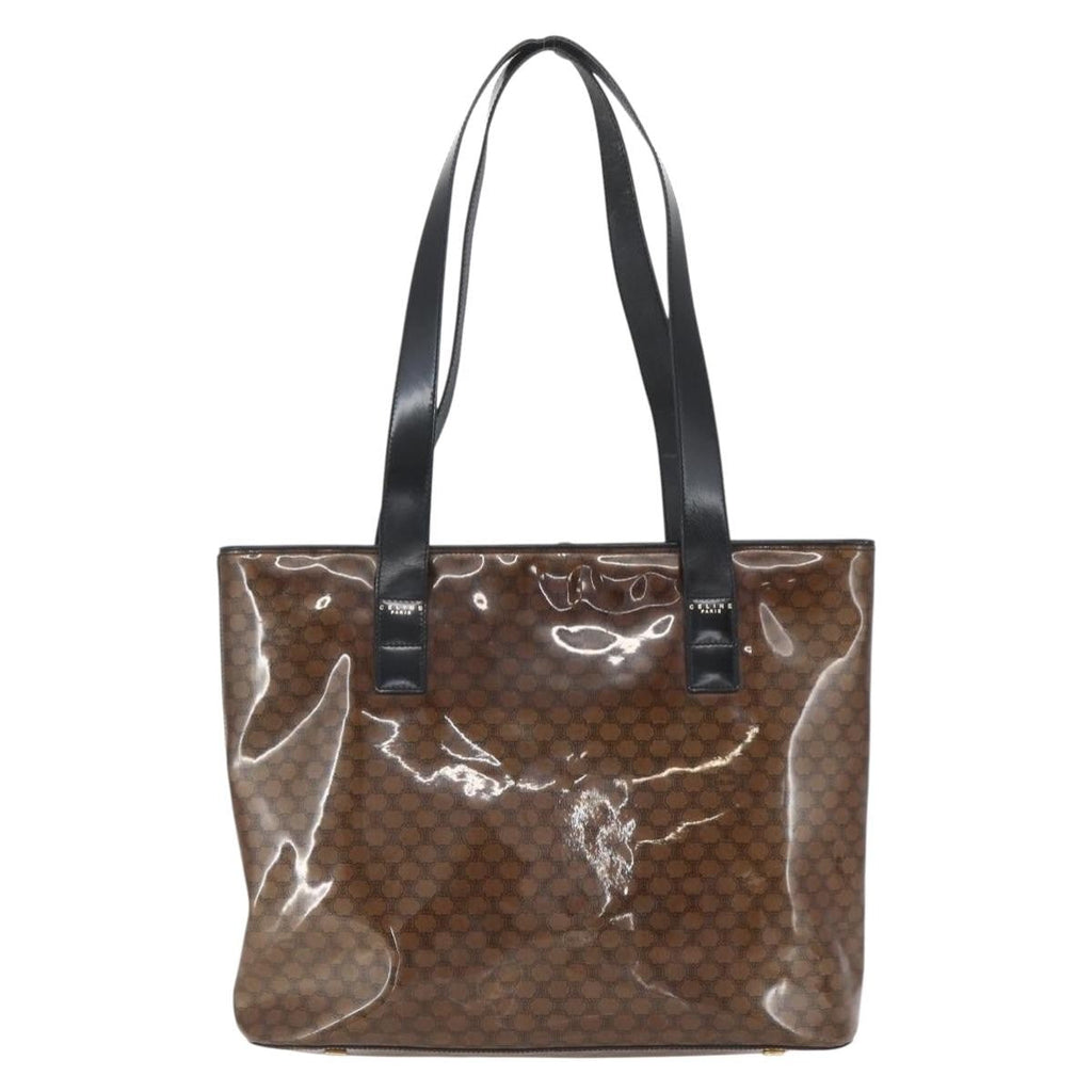 Celine Vintage Macadam Shoulder Bag Macadam Canva  Vinyl Brown Plastic Shoulder Bag Bag