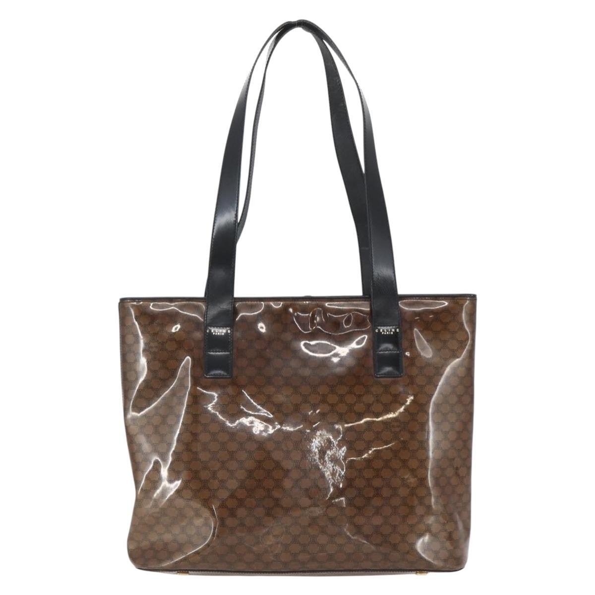 Celine Vintage Macadam Shoulder Bag Macadam Canva  Vinyl Brown Plastic Shoulder Bag Bag