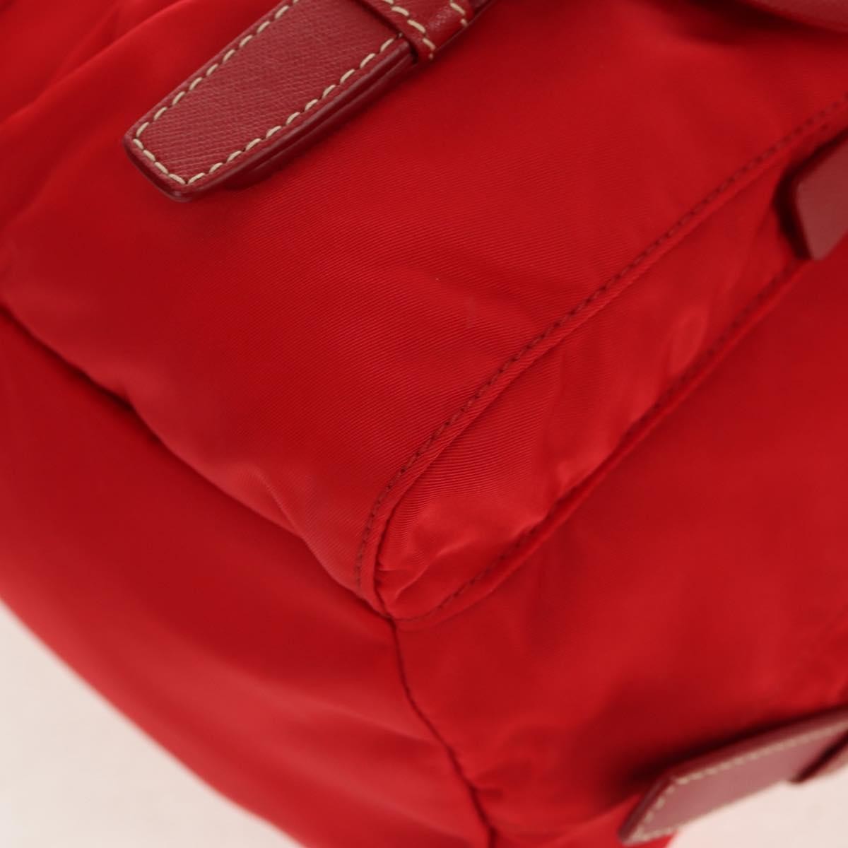 Prada Vela Double Front Pocket Backpack Tessuto With Saffiano Leather Red Nylon Backpack Bag