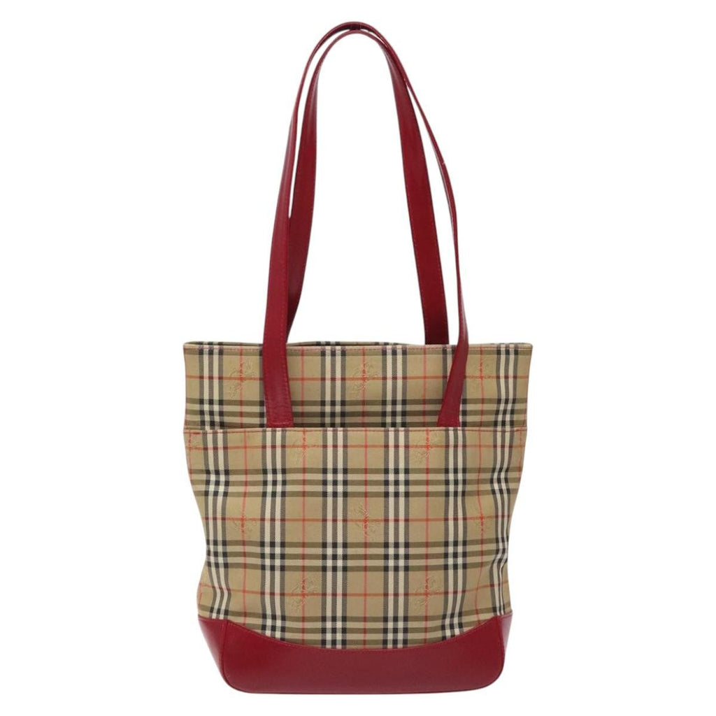 Burberry Nova Check Tote Canvas And Leather Red Canvas Tote Bag