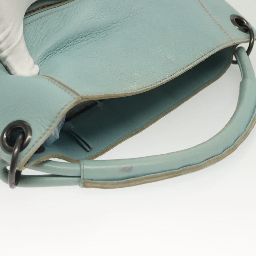 Bottega Veneta Front Zip Hobo Leather Blue Leather Bag