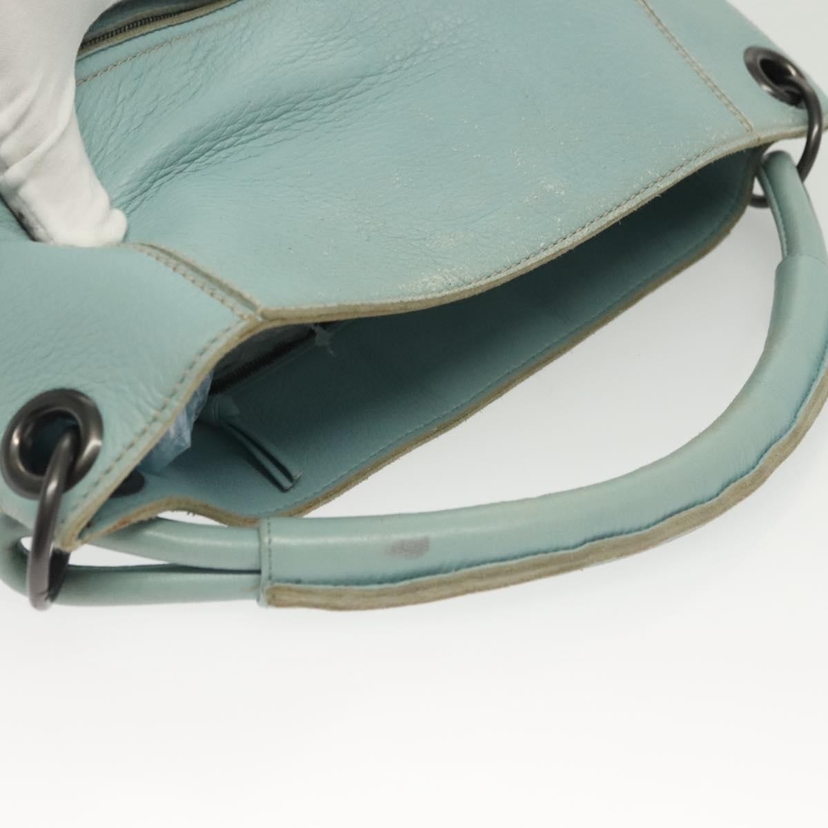 Bottega Veneta Front Zip Hobo Leather Blue Leather Bag